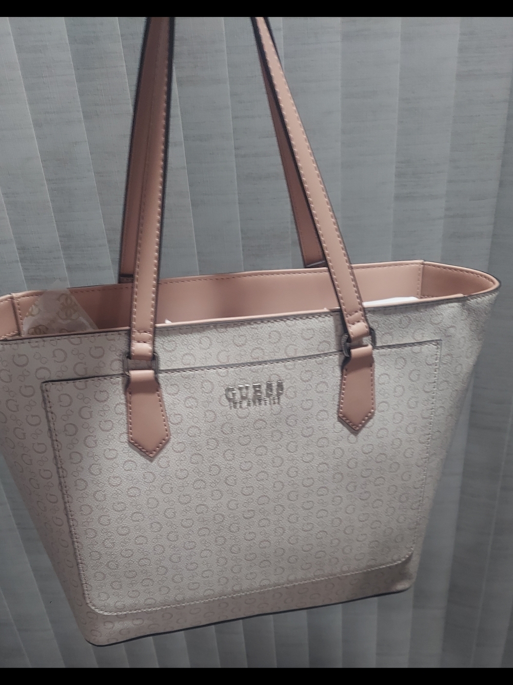 Guess Pink and Cream Signature Tote